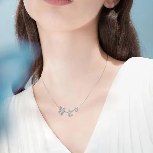 Vista 2 de Hammerhead SharkTurtle Filigree FamilyStarfishCrab Necklace Sterling Silver Sea Animal Beach Necklace for Women Girls