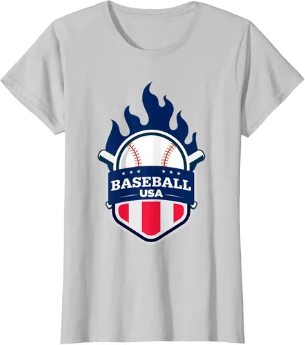 Vista 23 de Baseball USA Support the Team Shirt - Camiseta con la bandera de Estados Unidos, Blanco, S