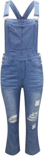 Vista 2 de Monos casuales de mezclilla jeans con babero lavado overoles rasgados de mezclilla de las mujeres de las mujeres Wallflower Jeans
