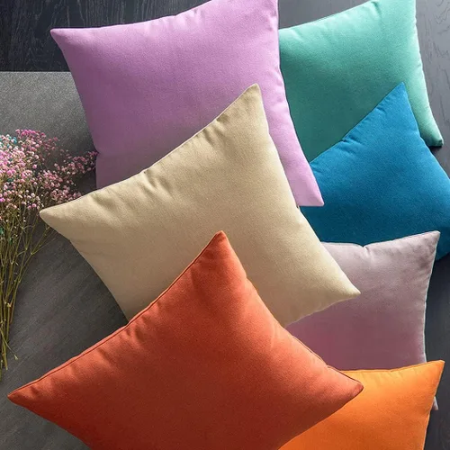 Vista 4 de Coddsmz Paquete de 6 fundas de almohada decorativas 100% algodón, fundas de cojín cuadradas de Navidad sólidas para el hogar, cama, sofá, día