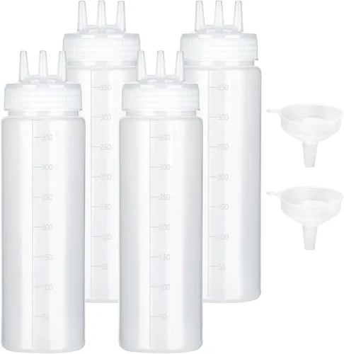 Vista 9 de Botella exprimible de 3 agujeros para salsas, botellas de condimento de plástico exprimibles para dispensadores de salsa de tomate para salsa
