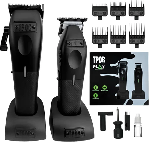 Vista 13 de TPOB Play Barber - Cortapelos para hombre 7500 RPM con empuñaduras de goma (negro, paquete de 4)