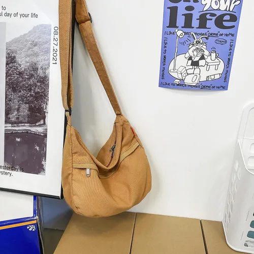 Vista 6 de Bolso bandolera casual de lona para mujeres y hombres