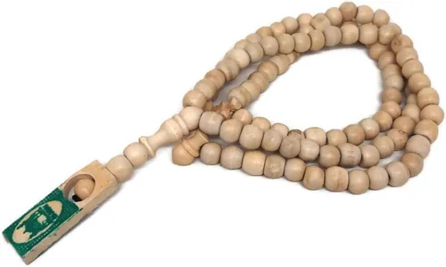 Vista 2 de Tasbih musulmán de madera con 99 cuentas de rosario, Amn081, etiqueta impresa para foto del Islam, oración del Islam, Zikr Misbaha Ramadán, regalo