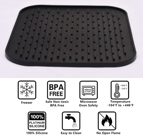 Vista 4 de Tapete pequeño para secar platos, tapetes de silicona para encimera de cocina, 11.5 x 9.1 pulgadas, para estante sobre el fregadero, ollas