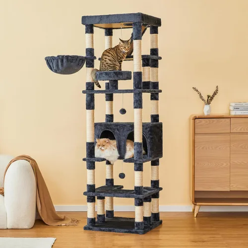 Vista 9 de MWPO Árbol grande para gatos de 74.8 pulgadas con postes rascadores cubiertos de sisal y condominio, torre alta para gatos, muebles