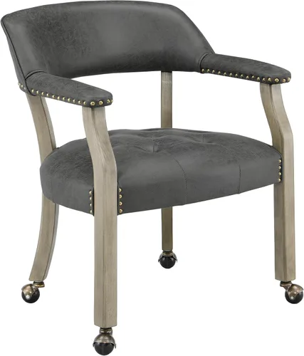 Vista 15 de LEEMTORIG Sillas de comedor con ruedas y brazos, Sillas de comedor con ruedas, Sillas de mesa de póker, Sillas de madera maciza Boss Caption's Patas