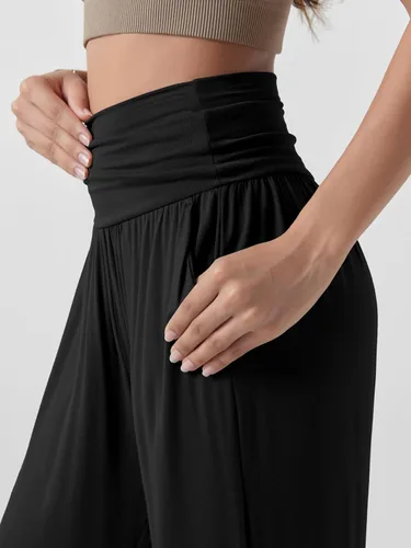 Vista 5 de ODODOS - Pantalones palazzo de pierna ancha para mujer, pantalones informales ligeros, holgados y cómodos con bolsillos, pantalones de pijama