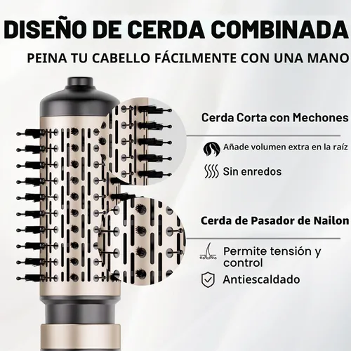 Vista 5 de DAILYLIFE Cepillo secador de pelo giratorio, cepillo secador de pelo giratorio con 2 cepillos (1.5 pulgadas y 2 pulgadas), voluminizador