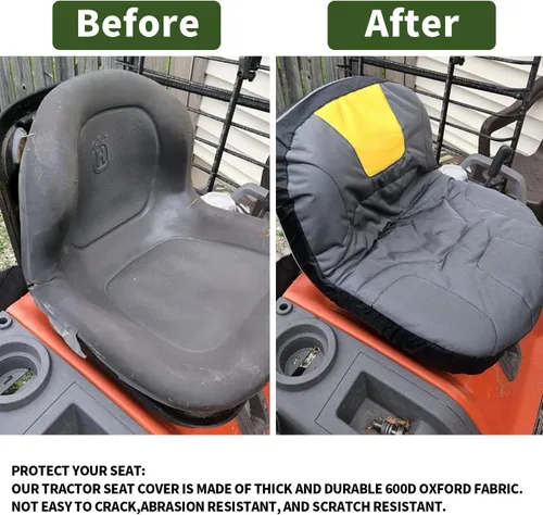 Vista 6 de Funda de asiento para cortacésped, funda de asiento de tractor Oxford de poliéster resistente con superficie acolchada de cojín, compatible