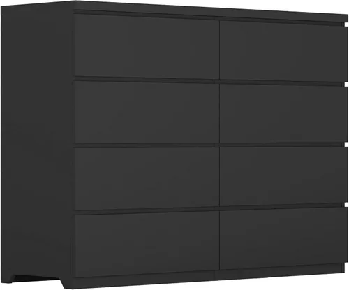 Vista 10 de Cómoda negra de 6 cajones para dormitorio, cómoda de cajones profundos moderna con diseño sin tirador, cómoda de almacenamiento con cajones, mueble