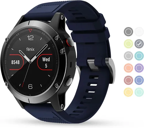 Vista 13 de Correa de reloj compatible con Fenix, correa de reloj Garmin de 0.866 in, silicona suave, repuesto para Fenix 5/5 Plus/6/6 Pro/7/Forerunner Negro