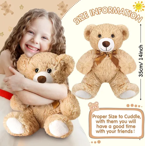 Vista 3 de Zhanmai 18 osos de peluche de 14 pulgadas, regalos a granel, juguetes de oso de peluche para cumpleaños, baby shower, graduación (marrón claro)