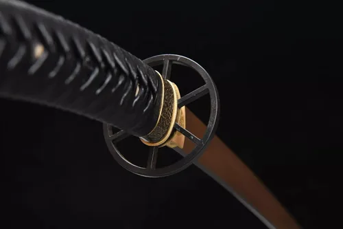 Vista 6 de Katana de hoja inversa hecha a mano de 41 pulgadas auténtica espada samurái japonesa de acero de manganeso hoja de espiga completa muy afilada mango