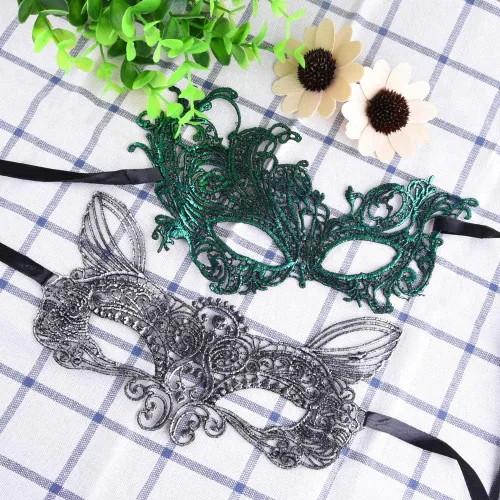 Vista 4 de SIQUK 20 piezas de máscara de encaje para mujer, máscaras venecianas