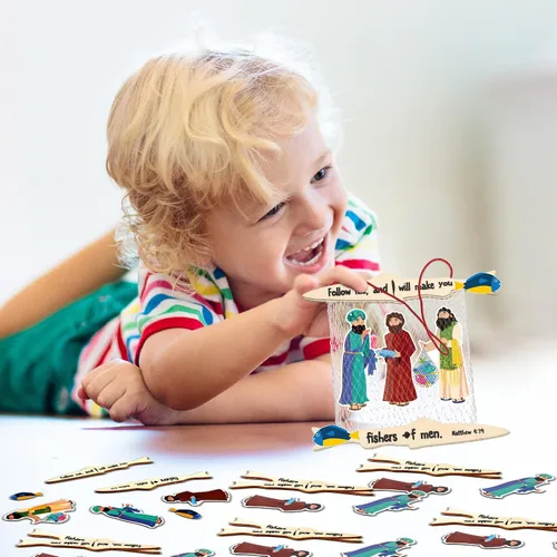 Vista 6 de Amyhill 24 juegos de pescadores de hombres, manualidades para niños, primera comunión, escuela dominical, kit de manualidades bíblicas, suministros