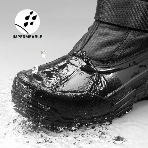 Vista 3 de NORTIV 8 Botas de nieve de invierno impermeables para hombre, con forro de piel aislada, ligeras, altas para exteriores Negro