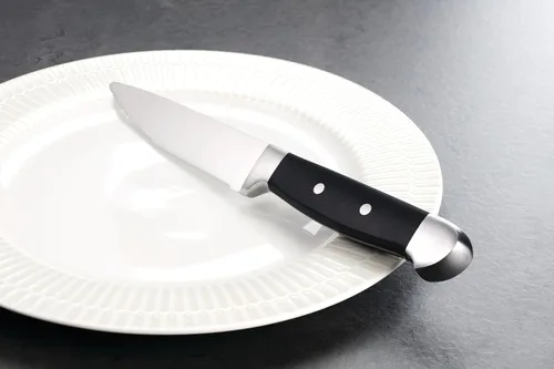 Vista 3 de Oneida Crosshatch - Juego de cubiertos – Juego de cuchillos para carne jumbo de 4 piezas