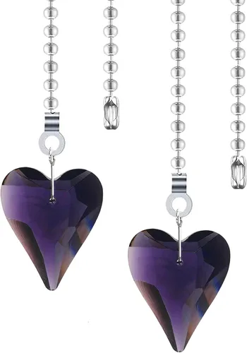 Vista 8 de Extensor de cadena para ventilador de techo, paquete de 2 cadenas decorativas de corazón de cristal de 12 pulgadas para ventiladores de techo