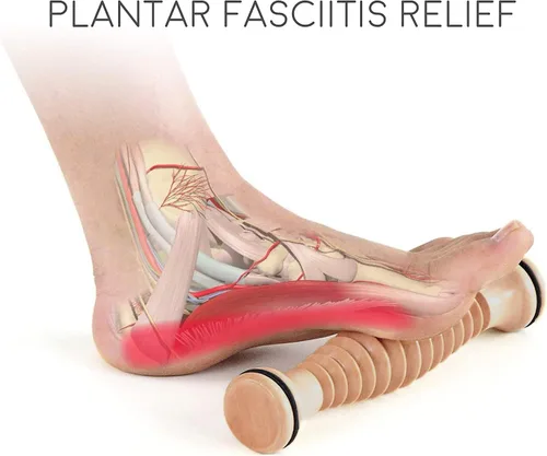 Vista 8 de Rodillo de pie de madera Body Back y paquete de bola de masaje de pies Foot Star® para alivio de la fascitis plantar