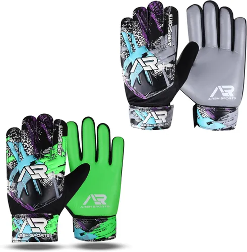 Vista 6 de Arsh - Paquete de 2 guantes de portero de fútbol, guantes de portero de fútbol para niños, jóvenes, niños, muñecas dobles