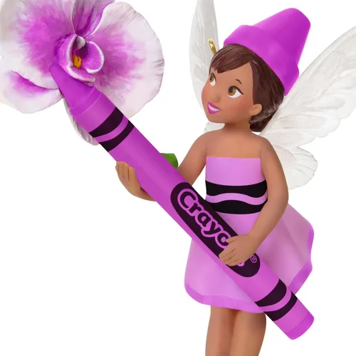 Vista 5 de Hallmark Keepsake Adorno de Navidad 2025, hada de orquídea Crayola, regalos para niños