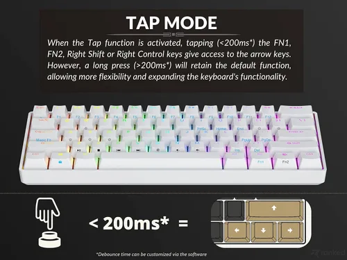 Vista 4 de Ranked N60 Nova 60% factor de forma Teclado mecánico intercambiable en caliente para juegos 61 teclas multicolor RGB LED retroiluminado