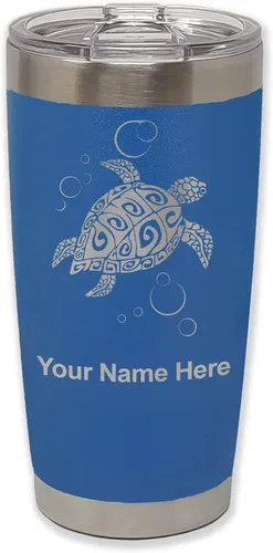 Vista 28 de LaserGram Vaso aislado al vacío de 20 onzas, tortuga marina hawaiana, grabado personalizado incluido (morado claro)