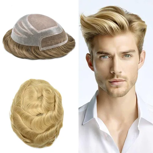 Vista 29 de Toupee - Piezas de pelo para hombres, cabello humano real, sistema de reemplazo de cabello francés, encaje francés, extensiones de cabello