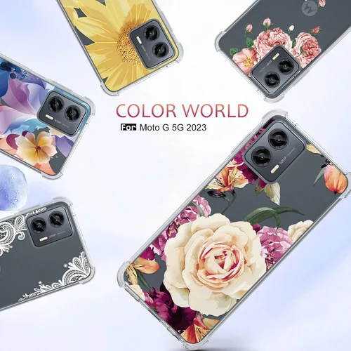 Vista 6 de Osophter Funda para Moto G 5G 2023: funda de teléfono de goma TPU flexible para Motorola G 5G 2023 para Motorola G 5G 2023 (flor púrpura)