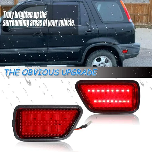 Vista 2 de 2x luces LED de señalización lateral de lente roja para parachoques trasero para Honda CR-V 1997-2001