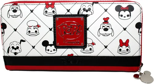 Vista 2 de Loungefly Disney Sensational 6 AOP Cartera de piel vegana con cremallera color blanco mediano