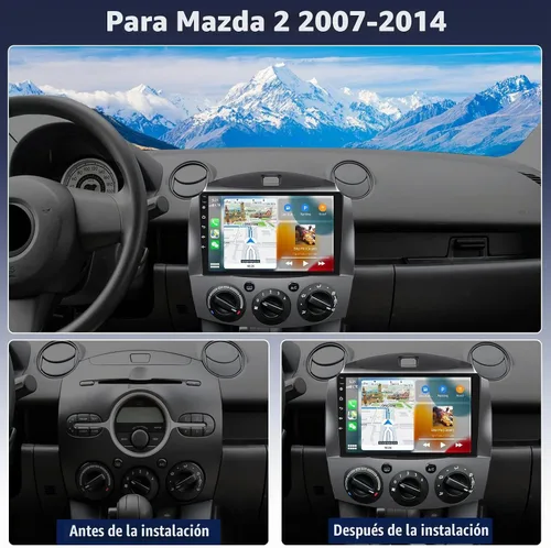 Vista 7 de [4G+64G] Radio de coche para Mazda 2 2007-2014 con CarPlay Android Auto, pantalla táctil de 9 pulgadas, Android 15 Mazda 2 estéreo para automóvil