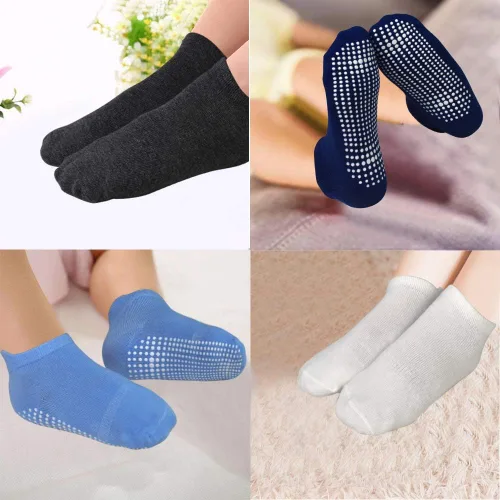 Vista 4 de SkiBeaut 12 pares de calcetines antideslizantes para niños y niñas con agarres, calcetines antideslizantes para niños pequeños de 1 a 7 años