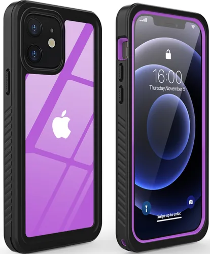 Vista 8 de Diverbox - Funda impermeable para iPhone 12, resistente al agua, a prueba de golpes, a prueba de polvo, IP68 de cuerpo entero, protector de pantalla