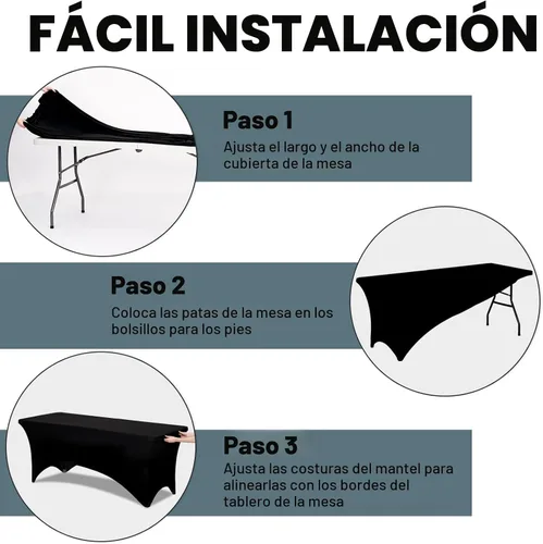 Vista 5 de Trlyc - Juego de 1 mantel de elastano negro de 48 x 30 pulgadas