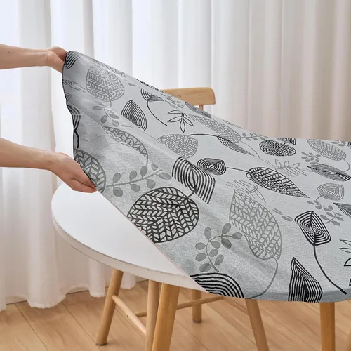 Vista 101 de LIBERECOO Mantel redondo de vinilo ajustable con reverso de franela, borde elástico, impermeable, resistente a las manchas, mantel lavable