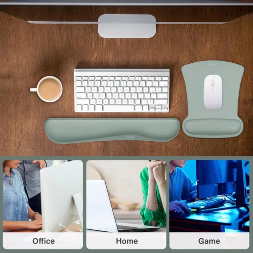Vista 7 de MOSISO Juego de Reposamuñecas para Teclado y Mouse, Alfombrilla Ergonómica con Base Antideslizante para Alivio del Dolor en Casa/Oficina y Escritura