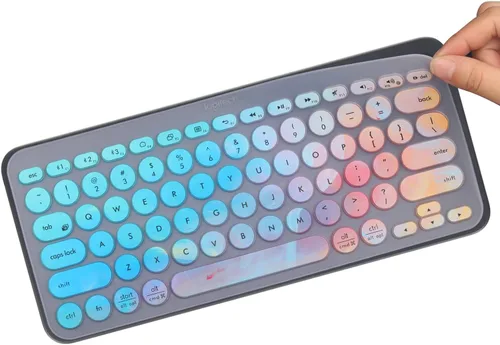 Vista 8 de MUBUY - Funda de teclado para Logitech K380 (silicona ultrafina, para teclado), color negro