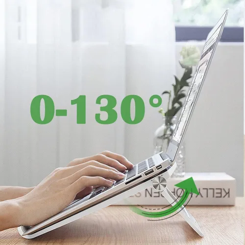 Vista 4 de Soporte para computadora portátil estable plegable ajustable multiángulo para computadora de escritorio con ventilación para Mackbook, Lenovo, Dell