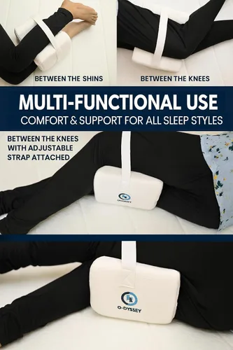 Vista 5 de O-DYSSEY Almohada ortopédica de rodilla para personas que duermen de lado, almohada de espuma viscoelástica para aliviar el dolor de cadera, ciática