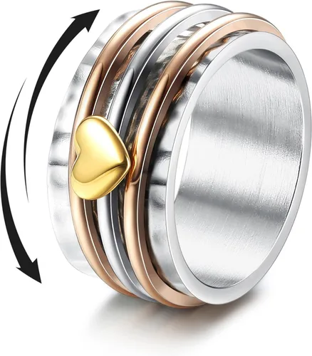Vista 30 de Magitaco Anillos giratorios de acero inoxidable, anillos para ansiedad, anillos de ansiedad para mujeres y hombres
