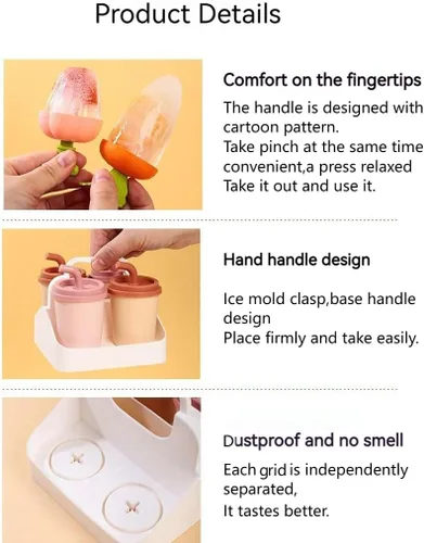 Vista 3 de Lindo juego de moldes para paletas familiares, moldes para helados, accesorios de cocina congelados, fácil liberación, saludable, de grado