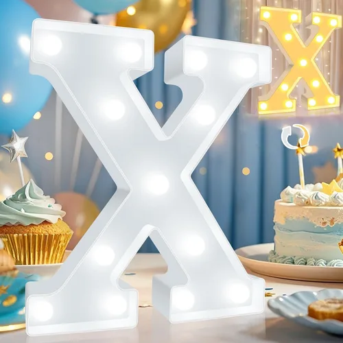 Vista 17 de Pooqla Letras con luces LED de marquesina, letras decorativas iluminadas en blanco cálido y blanco frío, letras del alfabeto iluminadas para niños