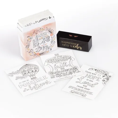 Vista 3 de Faith Hope Love Coloring Cards - Inspirational Cards to