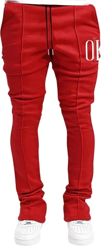 Vista 3 de GORGLITTER Pantalones deportivos apilados con letras para hombre, acampanados, con cordón en la cintura y bolsillos, Y2K