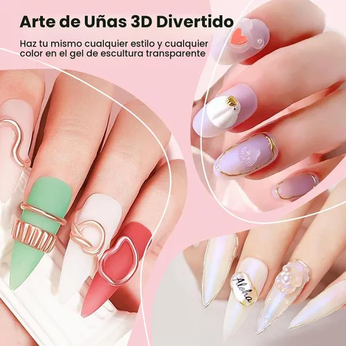 Vista 2 de Gel constructor sólido para uñas, transparente, arte de uñas para esculpir en 3D, calcetín de gel UV LED con molde de silicona, bricolaje en casa