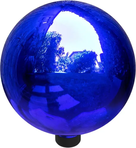 Vista 9 de Alpine Corporation Globo mirador de cristal para interiores y exteriores de 10 pulgadas — Decoración festiva de jardín y patio — Azul