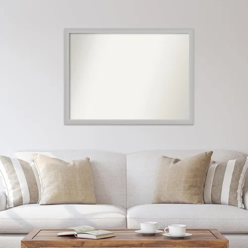 Vista 362 de Amanti Art Silver Bathroom Mirror for Over Sink, 26x35 Custom Made Marred Pewter Rectangle Vanity Mirror, Large Casual Wood Frame, Hangs Horizonally