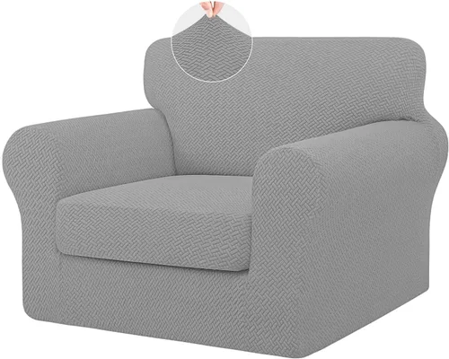 Vista 32 de ISSUNTEX 2 Piezas Fundas para Silla y Sofá de Alta Elasticidad Gruesas, Funda Suave para Sofá de 1 Cojín Separado, Tela Jacquard Funda Elástica